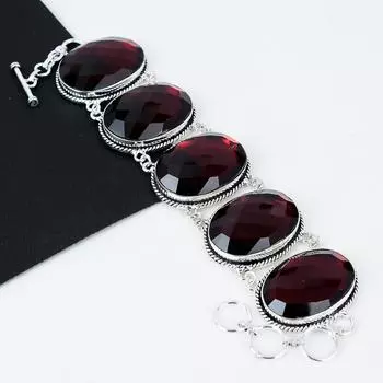 Красивый красный гранатовый драгоценный камень браслет ручной работы из стерлингового серебра 925 пробы, красный гранатовый браслет для жены, браслет унисекс, подарки из ваты 8 красный