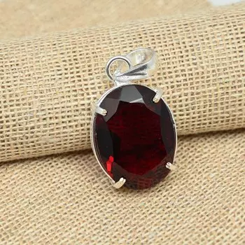 Красивый красный гранатовый драгоценный камень стерлингового серебра 925 пробы ручной работы антикварный подарок для женщин