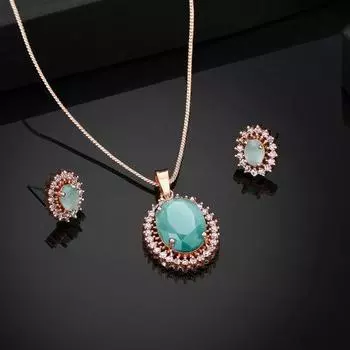 Красивый круглый дизайнерский кулон Estele с покрытием из розового золота и мятно-зеленым для женщин