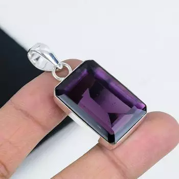Красивый кулон с аметистовым камнем, серебро 925 пробы — дизайн ручной работы, повседневные украшения, уникальные кулоны с аметистом, подарки для вечеринок 2.36 фиолетовый
