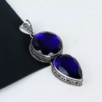 Красивый кулон с синим сапфиром, серебро 925 пробы — дизайн ручной работы, повседневные украшения, уникальные подарки на день рождения с синим сапфиром 2.95 синий