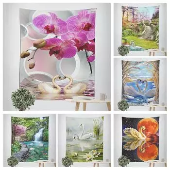 Красивый лебедь Декоративный гобелен Домашний декор стены Офис Гостиная Гобелен 100x75cm