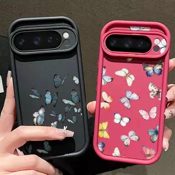 Красивый матовый чехол для телефона с рисунком бабочки для Google Pixel 9 Pro XL 8 Pro 8A, защита объектива, мягкий противоударный бампер из ТПУ Google Pixel 9 чёрный