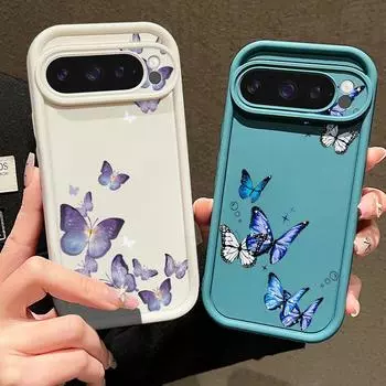 Красивый матовый чехол для телефона TPU с принтом бабочек для Google Pixel 9 Pro XL 8 Pro 8A, защита объектива, противоударный мягкий однотонный чехол-бампер Google Pixel 9 Pro XL чёрный