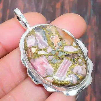 Красивый Медный Родохрозит Драгоценный Камень Ручной Работы Стерлингового Серебра 925 Кулон Ювелирные Изделия 2.44 Inches розовый