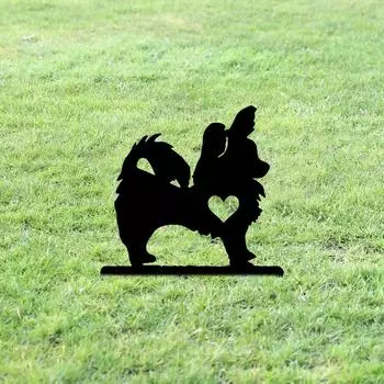 Красивый металлический знак для садового столба для померанских собак и декоративный силуэт для двора и улицы для поминовения домашних животных бежевый