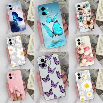 Красивый модный чехол-бабочка для телефона Vivo V30e V40 Lite Y100 (ИДН) Y200e Y28 задняя крышка прозрачный силиконовый мягкий защитный корпус для экрана Vivo Vivo Y38 5G