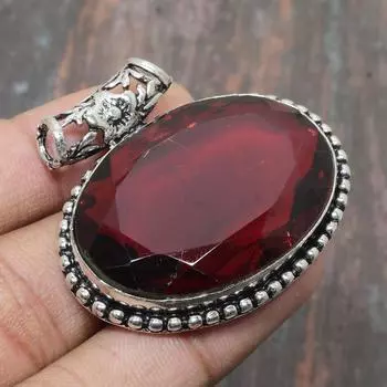 Красивый мозамбикский гранат, драгоценный камень, ювелирные изделия ручной работы, подвеска из стерлингового серебра 925 пробы 1.77 Inches красный