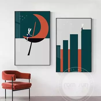 Красивый мультяшный холст, настенные картины для гостиной, холст, картина с милым кроликом, яркие контрастные цвета, HD 21cm30cm NoFrame