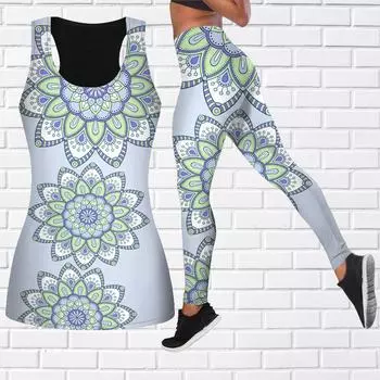 Красивый наряд для йоги с принтом лотоса для женщин, модные леггинсы для тренировок, спортивные повседневные штаны для фитнеса и йоги XS синий