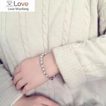 Красивый настоящий серый пресноводный натуральный жемчужный браслет для женщин, свадебный серебряный браслет с подвесками для девочки, подарок на день рождения 18cm