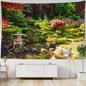 Красивый натуральный лесной гобелен, настенный гобелен, большой пейзаж, настенный гобелен, богемный хиппи, настенные гобелены, художественный декор W150xH130cm