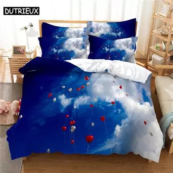 Красивый пейзаж Комплект постельного белья Пододеяльник Комплект постельного белья 3D Цифровая печать Постельное белье Размер Queen Комплект постельного белья Модный дизайн EU single(135x200cm)&set