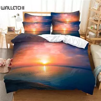 Красивый пейзаж Комплект постельного белья Пододеяльник Комплект постельного белья 3D Цифровая печать Постельное белье Размер Queen Комплекты постельного белья Модный дизайн EU single(135x200cm)