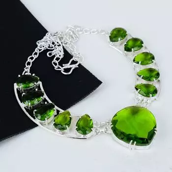 Красивый Перидот Драгоценный Камень Ручной Работы 925 Стерлинговое Серебро Электроформирование Ожерелье, Перидот Серебро Для Жены Унисекс Подвеска, Подарки На Юбилей 20 зелёный