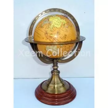 Красивый письменный стол ручной работы, винтажная латунь, антикварная армейская столешница, морская сфера, глобус