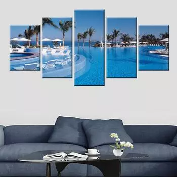 Красивый пляжный пейзаж плакат холст картина настенное искусство гостиная украшение дома модульная картина 5 панелей HD печать без рамки 20x35cm*2 20x45cm*2 20x55cm*1