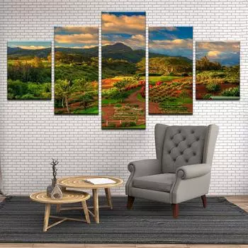Красивый поместье в скандинавском стиле HD печатный постер для гостиной, настенное искусство, 5 панелей, модульная картина маслом на ферме, домашний декор, холст, картина без рамки 20x35cm*2 20x45cm*2 20x55cm*1