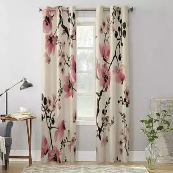 Красивый принт с акварельными цветами, оконные шторы для гостиной, кухни, современные шторы, домашний декор, жалюзи, шторы 135W x 60H(cm) x1