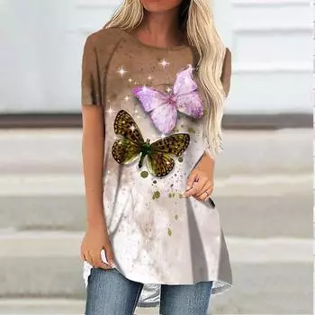 Красивый принт винтажный рукав реглан женские модные футболки с коротким рукавом удобный топ для женщин повседневный XS-8XL S