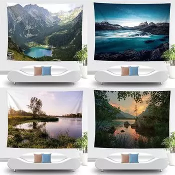 Красивый природный пейзаж Гобелен Украшение офиса Гостиная Домашний настенный гобелен 100x75cm