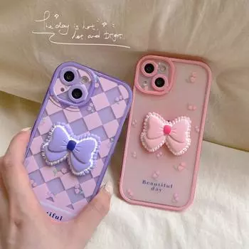 Красивый противоударный силиконовый мягкий чехол с бантиком и цветком для Iphone X 11 12 Promax Xr Xsmax 13 Pro Max Cute Lovely Conque For iphone 12promax