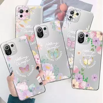 Красивый прозрачный чехол с бабочками и цветами для Xiaomi Poco X3 Nfc X3pro M3 F1 F3 для Mi 11 12 13 11x 12x 11 10 Lite 11t 10t Note 9t Xiaomi Poco X3 Pro