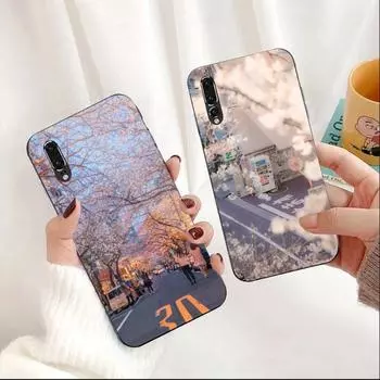 Красивый японский чехол для телефона с изображением вишни для Huawei P50 P40 P30 P20 Pro Mate 40 30 20 Pro Nova 9 8 7 PC Стеклянный чехол для телефона Huawei P50 Pro