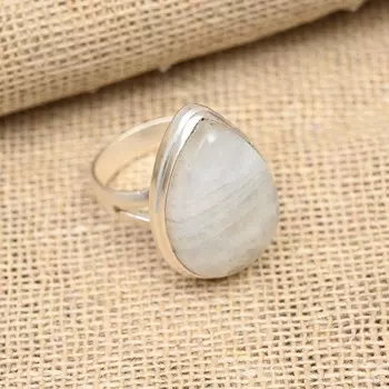 Красивый Радужный Лунный Камень Драгоценный Камень Ручной Работы Ювелирные Изделия Из Серебра 925 пробы 4 белый