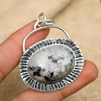 Красивый Радужный Лунный Камень Драгоценный Камень Ручной Работы Твердый Стерлингового Серебра 925 Ювелирный Подвеска Для Свадебного Подарка