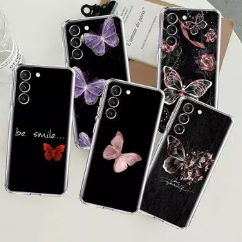 Красивый розовый прозрачный чехол с бабочкой для Samsung Galaxy S22 S20 FE S21 S10 S9 Plus Note 20 Ultra 10 Lite, мягкий чехол из ТПУ для телефона Samsung S21 5G