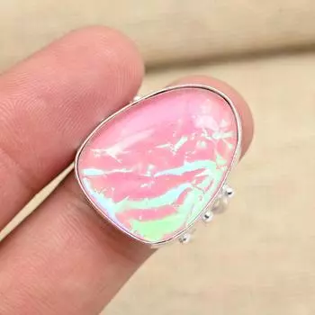 Красивый розовый тройной опал, драгоценный камень, твердое ювелирное изделие из стерлингового серебра 925 пробы, кольцо ручной работы 4 розовый