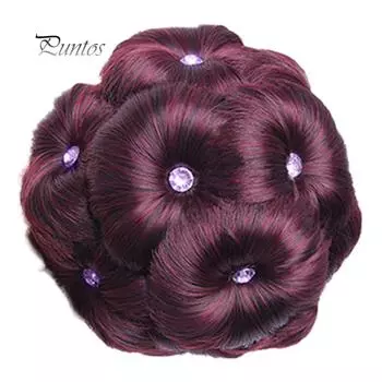 Красивый секретный искусственный кристалл, синтетический пучок для наращивания волос, эластичный свадебный пончик, шиньон 2