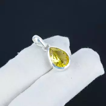 Красивый серебряный кулон с драгоценным камнем цитрин из стерлингового серебра 925 пробы - дизайн груши ручной работы, повседневная одежда, минималистское украшение, подарок на день рождения 1 жёлтый