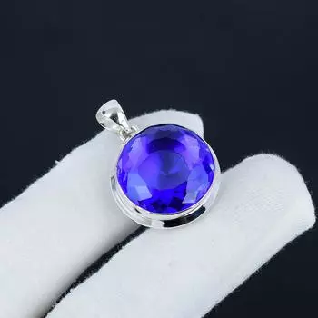 Красивый серебряный кулон с драгоценным камнем танзанит из стерлингового серебра 925 пробы — овальный дизайн ручной работы, повседневная одежда, подарок на день святого Валентина 1.95 синий