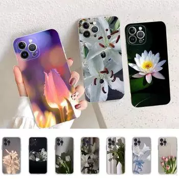 Красивый силиконовый мягкий чехол для телефона Lily для iPhone 14 13 12 11 Pro Mini XS MAX 8 7 6 Plus X XS XR Cover 6plus or 6s plus