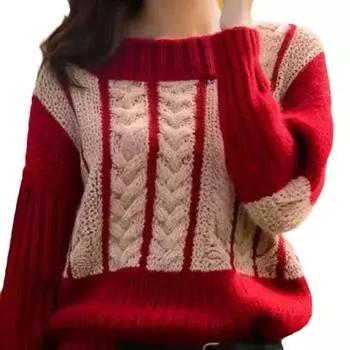 Красивый свитер для женщин на осень и зиму в сочетании с красным вязаным свитером и контрастным топом S