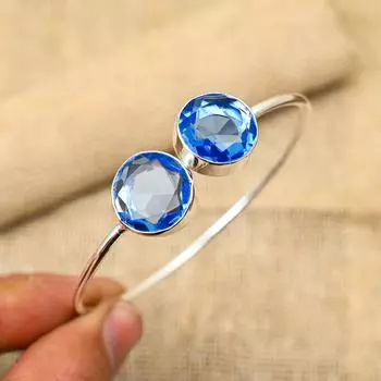 Красивый танзанит, драгоценный камень ручной работы, ювелирные изделия из стерлингового серебра 925 пробы, манжеты/браслет для женщин Adjustable синий