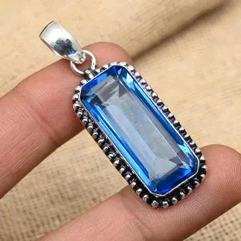 Красивый танзанит драгоценный камень стерлингового серебра 925 пробы ювелирные изделия ручной работы кулон для свадебного подарка 1.77 Inches синий