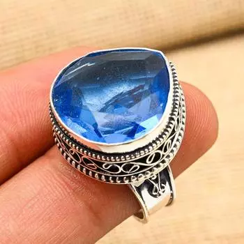 Красивый танзанит с драгоценным камнем ручной работы из стерлингового серебра 925 пробы для женщин ювелирное кольцо 4 синий