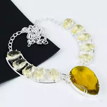 Красивый топаз с медовым пчелиным камнем, ручная работа, ожерелье из серебра 925 пробы, гальванопластика, серебряный цитрин для жены, кулон унисекс, подарки на вату 20 жёлтый