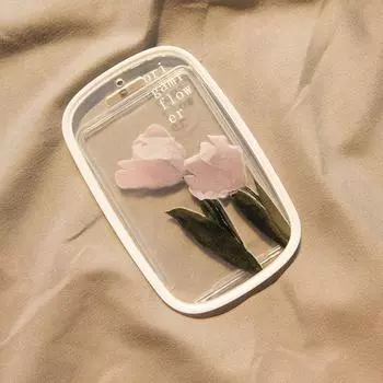 Красивый тюльпан прозрачный держатель для фотокарты дизайн идол фото чехол анти потеря брелок фотокарты защитный чехол студенческая карта as the picture