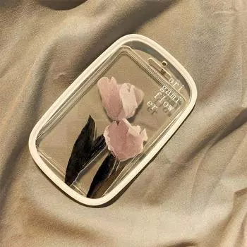 Красивый тюльпан прозрачный держатель для фотокарты дизайн идол фото чехол анти потеря брелок фотокарты защитный чехол студенческая карта 4