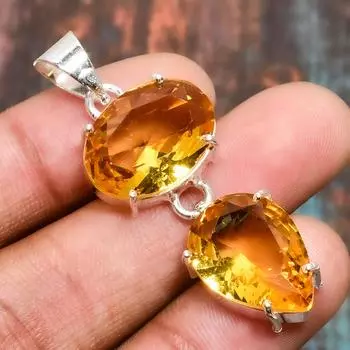 Красивый ювелирный кулон ручной работы из стерлингового серебра 925 пробы с цитрином 1,70 дюйма 1.70 Inches жёлтый