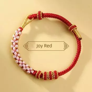 Красивый Узел Цветка Персика, Подходящий Ремешок для Ношения, Готовое Изделие, Носимый, Золотой, Ручной работы, Красная Веревка, Взрослый и Детский Белый Браслет Joy red-Siping knot 14-18cm/3mm