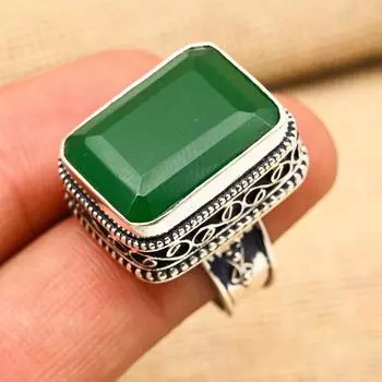 Красивый зеленый оникс драгоценный камень ручной работы из стерлингового серебра 925 пробы ювелирные изделия для подарка 4 зелёный