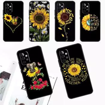 Красивый желтый чехол с подсолнухом для Samsung Galaxy A53 A33 A13 A12 A32 A52 A14 A34 A54 A15 A25 A35 A55 A51 A71 Samsung A34 5G