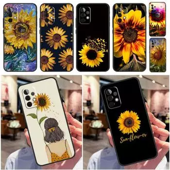 Красивый желтый чехол с подсолнухом для Samsung Galaxy A52 A72 A13 A33 A53 A73 A51 A71 A50 A04S A52S A12 A22 A32 Samsung A53 5G