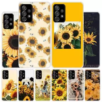 Красивый желтый чехол с принтом подсолнуха для Samsung Galaxy A55 A54 A53 A52 A15 A14 A13 A12 A35 A34 A33 A32 A25 A24 A23 A2 Samsung A24
