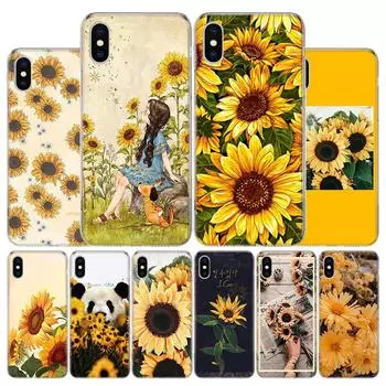 Красивый желтый чехол с принтом подсолнуха для Apple iPhone 11 12 13 14 Pro 7 XR X XS Max 6 6S 8 Plus + Mini 5 SE с принтом мягкий iPhone 11